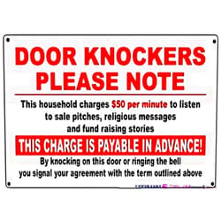 Eletina Indication warning sign Door Knockers Please Note This Household 50$ Per Minute To Listen Wall Art Outdoor Indoor 12x8 Inches New Aluminum Metal tin sign