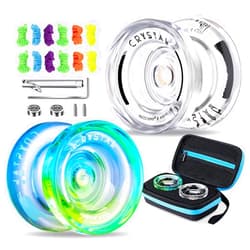 MAGICYOYO Responsive Yoyo for Kids K2 Crystal, Dual Purpose Plastic Yo-Yo for Beginners, Replacement Unresponsive Bearing for Intermediate Advanced with12 Yo-Yo Strings, 2 KK Bearings, 1 Yo-Yo Case