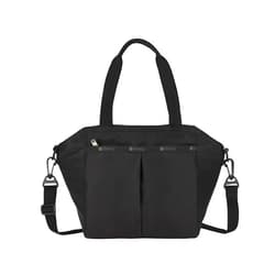 LeSportsac Recycled Black Small Ever Tote Handbag/Satchel & Convertible Crossbody + Top Handle Tote & Cosmetic Bag, Style 3801/Color R086, Sleek Black New Environmentally Conscious Recycled Collection