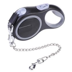 PupTeck Retractable Dog Leash with Chew Proof Chain, 360 Tangle-Free Pet Walking Leash, Heavy Duty up to 110lbs, 16ft Strong Nylon, One-Hand Brake Black