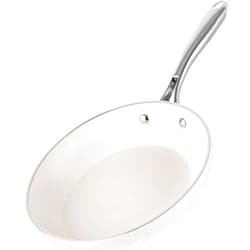 GOTHAM STEEL 12 Inch Non Stick Frying Pans Nonstick Frying Pan, Nonstick Pan, Cooking Pan, Nonstick Skillet, Non Stick Pan, 100% PFOA Free Ceramic Pan for Cooking, Dishwasher Safe, Cream White