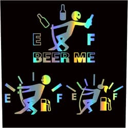 N/ A 3Pcs Funny Car Stickers High Gas Consumption Decal Fuel Gage Empty Beer Me Man Girl Decals Vinyl for Car Trucks Motorcycle SUV Windows Walls Cups Laptops (Laser)