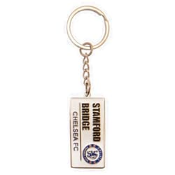 FOCO Chelsea FC Keyring with Embossed Street Sign, Metal, Blue, Approx 50mm x 25mm, blue, Approx 50mm x 25mm