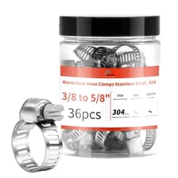 AKIHISA 36 Pack 3/8'' - 5/8'' Worm Gear Hose Clamps, Adjustable Range 10-16mm 304 Stainless Steel Fuel Line Hose Clamps for Pipe, Plumbing, Automotive And Mechanical Application