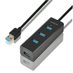 AXAGON ECO AXAGON Compatible HUE-S2BL USB-A-Hub, 4X USB 3.0, 1x Micro-USB für Stromversorgung - 1,2 m Kabel