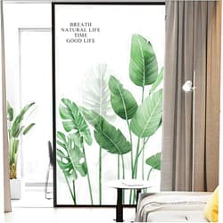 J4U Privacy Window Film Frosted Tropical Green Plant Decorative Window Sticker No Glue Static Window Cling Window Decals for Home 34.6