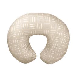 Boppy Nursing Pillow Organic Original Support, Sand Criss Cross, Ergonomic Nursing Essentials for Bottle and Breastfeeding, Firm Hypoallergenic Fiber Fill with 100% Organic Cotton Nursing Pillow Cover