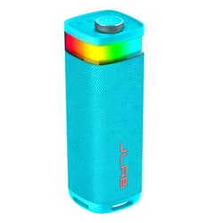 JLab JBuds Party Portable Bluetooth Speaker, 2 Full-Range Drivers + 2 Passive Woofers, IP56 Waterproof, 12 Hours Playtime, Connect Multiple Speakers, Custom Sound + RGB Lighting via App, Cyan