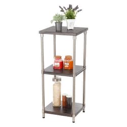Home Zone HomeZone Bookcase Storage Rack with 3-Tier Narrow Shelving Unit | Steel and Wood with Satin Nickel Finish