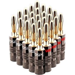 FosPower Banana Plugs 12 Pairs / 24 pcs, Closed Screw 24K Gold Plated Speaker Plug Connectors for Speaker Wire, Wall Plate, Home Theater, Audio/Video Receiver, Amplifiers and Sound Systems