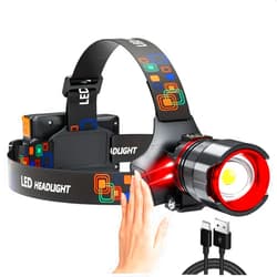 Hqdz-td Headlamp Rechargeable 90000 Lumens Ultra Bright Head Lamp Super Bright Hard Hat Light Zoomable IPX54 Headlight Camping Accessories 6 Modes Waterproof Headlight Camping Gear for Adults Cycling Running