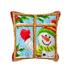 ZUHSA Christmas Latch Hook Kits ​with Christmas Pattern Printed Canvas Crochet Gift Cross Stitch Sofa Cushion Cover Tool fit for Kids and Adults,43x43 cm (Snowflake J)