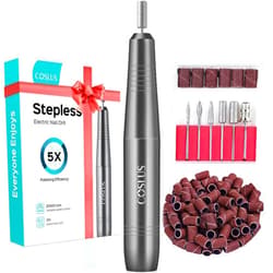COSLUS Electric Nail Drill File Professional: for Acrylic Gel Dip Powder Nails Portable Nail Drill Machine Kit Manicure Pedicure Tools Polishing Set with Nail Drill Bits Sanding Bands
