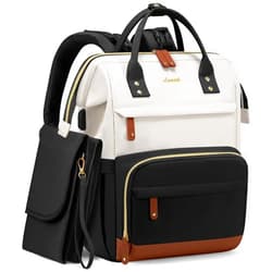 LOVEVOOK Diaper Bag Backpack, Baby Bag with Changing Station, Large Diaper Backpack for Mom Dads, Waterproof Mommy Bag for Boy and Girl, Travel Essential Baby Shower, Black-Beige