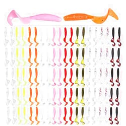 LIXADA 100pcs 4cm Soft Artificial Fishing Lures Swimbait Tail Grub Lures Worm Moggot Grub Lures Baits