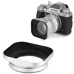 Haoge Bayonet Square Metal Lens Hood for Fujifilm Fuji Fujinon XF 50mm F2 R WR Lens Silver LH-X50W, on XPro3 X-T50 XT5 X-T4 X-T30 X-T3 X-E4 X-A5 X-A20 X-E3 X-H2