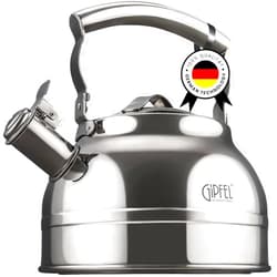 GIPFEL INTERNATIONAL Whistling Tea Kettle Stovetop - Food Grade Stainless Steel Teapot for Stove Top with Ergonomic Handle for Gas, Induction, Electric Stovetops 2.3 Quart