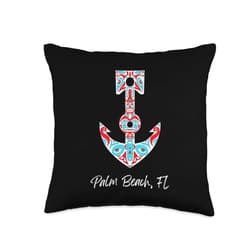 Proud Floridian FL Sailing Palm-Beach, FL Fishermen Native American Nautical Anchor Throw Pillow, 16x16, Multicolor