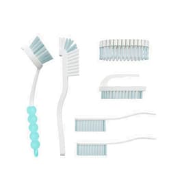 CN1ST 6 PCS Cleaning Brush, Scrub Brush Set for Kitchen and Bathroom Household Use with Various Brushes for Cleaning Dishes, Tiles, Corners and Floors Sky Blue