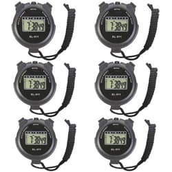 HYNNIO 6-Pack Multi-Function Electronic Digital Sport Stopwatch Timer, Large Display with Date Time and Alarm Function, Sports Coaches Fitness Coaches and Referees Black