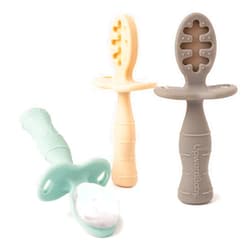 UpwardBaby Upward Baby 3 pack Silicone Baby Feeding Spoon with Anti Choke Barrier - Baby Spoons Self Feeding 6 Months - First Stage Infant Supplies and Toddler Utensils - Baby Led Weaning Soft-Tip Training Spoon