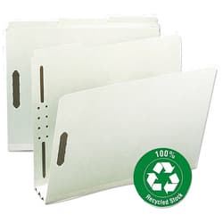 Smead 100% Recycled Pressboard Fastener File Folder, 2 Fasteners, 1/3-Cut Tab, 3