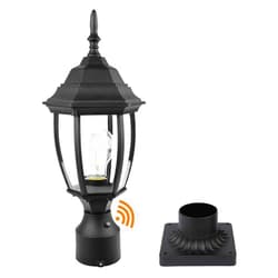 PARTPHONER Dusk to Dawn Outdoor Post Light Hardwired 120V, Waterproof Aluminum Pole Light Fixture with Pier Mount Base, Exterior Lamp Post Lantern Head with Clear Glass for Garden Yard Patio Pathway (6 Inch)