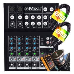 Mackie Mix8 8-Channel Compact Mixer with Pair of EMB XLR Cable and Gravity Magnet Phone Holder Bundle (2)