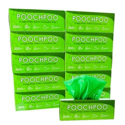 POOCHPOO Case of 2000 Eco-Green Pet Waste Station 200 Bags on Roll (10 Rolls) - Bulk Dog Poop Bag - Dog Waste Station Bags - Doggie Bag Litter Pot