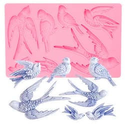 Nklbio ICOCONG Pink Swallow Cake Decoration Fondant Mold, Large Cardinals Birds Silicone Mold, for Baby Showers, Birthday Party Chocolate, Cookies, Muffins, Flower Paste, Marzipan, Gum, Resin, Clay, Plaster