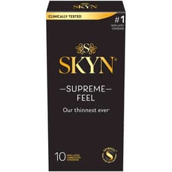 SKYN Supreme Feel Non-Latex Condoms - 10 Count – Ultra-Thin & Pre-Lubricated with Natural Fit & Strength of Premium Latex