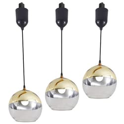SKIVTGLAMP Adjustable Hanging Height Juno Track Lighting Pendants, 4 Ft Cord, J-Type Track Mounted Vintage Gold Globe Glass Shade, E26 Socket for Bar Planting 3 Lights Kitchen Vaulted Ceiling