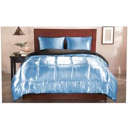 Luxora Bedding 3 Pcs Silk Comforter King/California King Size Bedding Set Light Blue Satin Silky Soft Bed in A Bag Luxury Quilt Comforter Set (1 Comforter, 2 Pillowcases)