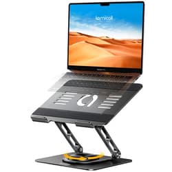 Lamicall Adjustable Laptop Stand for Desk - 360 Rotating Base Ergonomic Computer Stand, Aluminum Laptop Riser Foldable Protable for Office Home fits MacBook Neo Air Pro, Dell, HP (10-17.3'') - Black
