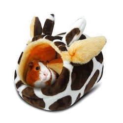 HOMEYA Small Animal Pet Bed, Sleeping House Habitat Nest for Guinea Pig Hamster Hedgehog Rat Chinchilla Hideout Bedding Snuggle Sack Cuddle Cup Cage Accessories with Removable Washable Mat (Brown)