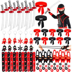 Lorfancy 72 Pcs Ninja Party Favors Supplies Kids Ninja Toys Headbands Slap Bracelets Stickers Keychains Accessories Boys Ninja Samurai Birthday Party Decorations Goodie Bag Fillers Gifts