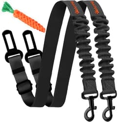 Felyong Dog Seatbelt, Ajustable Dog Car Harness Strap, Stretchy Pawsafe Pet Dog Seat Belt (2+1Packs)