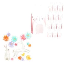 Cheerland Pink Bunny Bags and Rabbit Wall Decal Sticker Set for Bunny Theme Party Supplies and Decorations