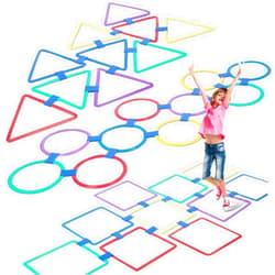 Liliful 30 Pcs Hopscotch Ring Game Multicolored Hopscotch Squares Triangle Set and 45 Connectors Hopscotch Outdoor Game Obstacle Course for Indoor Playground Girls Boys Kids Balance Agility Training