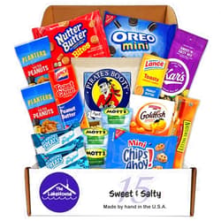 The LakeHouse Care Package for College Students 15 Count, Military, Finals, Birthday, Office Snacks, Road Trips and Camp Care Package with Chips, Cookies and Candy From The LakeHouse