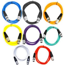 Seismic Audio - SAXLX-6-Multi - 8 Pack of Colored 6 Foot XLR Patch Cables - 6' Mic Cable Cords