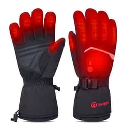 SAVIOR HEAT Rechargeable Heated Gloves Battery Electric Ski Gloves with 3 Heating Levels Touchscreen Waterproof Gloves for Men & Women