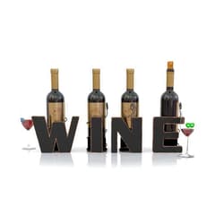 HOUSE VINES WWW.HOUSEVINES.COM Wine Decor - Metal Wine Bottle Holder - All 4 Letters Wine - Decorative Wine Bottle Holders - Gifts for Wine Lovers - Winery Decor by HouseVines