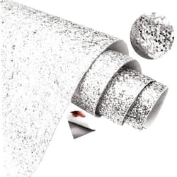 AZKEEGREY AGOOBO Self Adhesive Silvery Glitter Wallpaper,Peel and Stick Roll Decor Sparkle Glitter Fabric (17.4 inch x 16.4 ft, Shiny Silver)