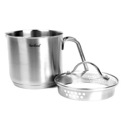 QUIENKITCH 1.5 Quart Stainless Steel Saucepan with Pour Spout, Saucepan with Glass Lid, 6 cups Burner Pot with Spout - for Boiling Milk, Sauce, Gravies, Noodles
