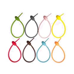 Qishing Reusable Colorful Silicone Zip Ties, Durable Cable Ties,Cable Straps, Bread Ties, Rubber Twist Ties, All-Purpose Silicone Ties, Silicone Cords, Household Snake Ties,Bag Sealing Clips（16pcs)
