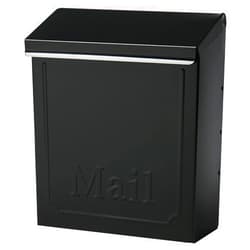 ARCHITECTURAL MAILBOXES Townhouse Vertical Small Capacity, Galvanized Steel Wall Mount Mailbox, 4.1 x 8.6 x 10.1 inches, Black