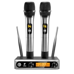 TONOR Wireless Microphone,Metal Dual Professional UHF Cordless Dynamic Mic Handheld Microphone System for Home Karaoke, Meeting, Party, Church, DJ, Wedding, Home KTV Set, 200ft(TW-820)