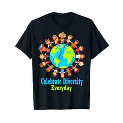 Fetinista Celebrate Diversity Everyday Teachers & school student gift T-Shirt