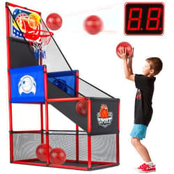 MOEAWS Basketball Arcade Game Set Indoor/Outdoor With LED Scoring And Cheer Sounds, Sport Play Toy Includes 4 Balls & Instruction & Pump For Teen Kids Toddler Birthday Christmas Carnival Backyard Party Gift